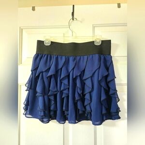 Express Navy Blue Ruffle Skirt NWT